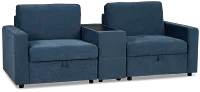 Addie Blue Fabric 2-piece Modular Storage Sofa With Console
