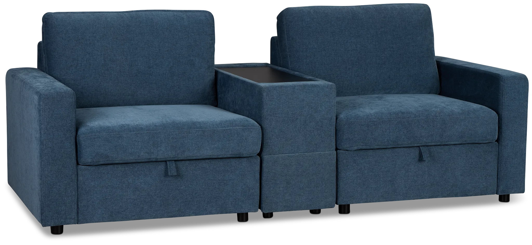 Addie Blue Fabric 2-piece Modular Storage Sofa With Console