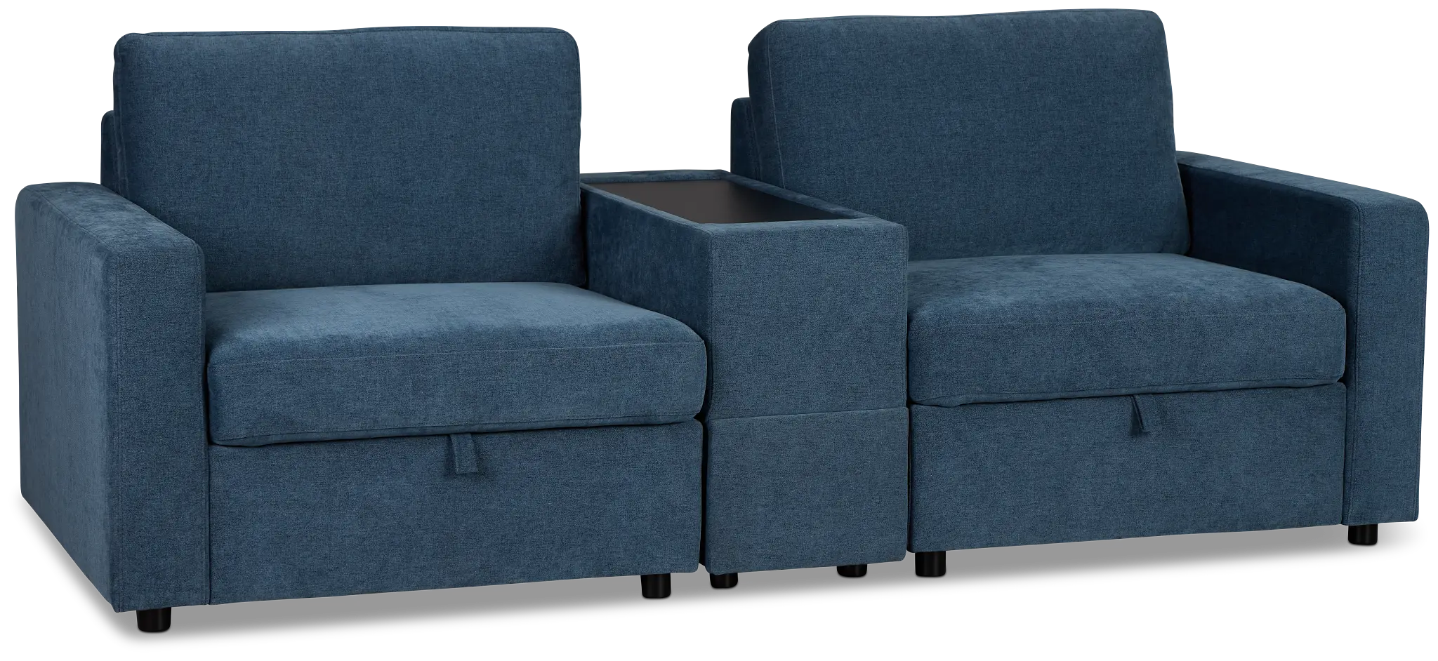 Addie Blue Fabric 2-piece Modular Storage Sofa With Console Addie Blue Fabric 2-piece Modular Storage Sofa With Console