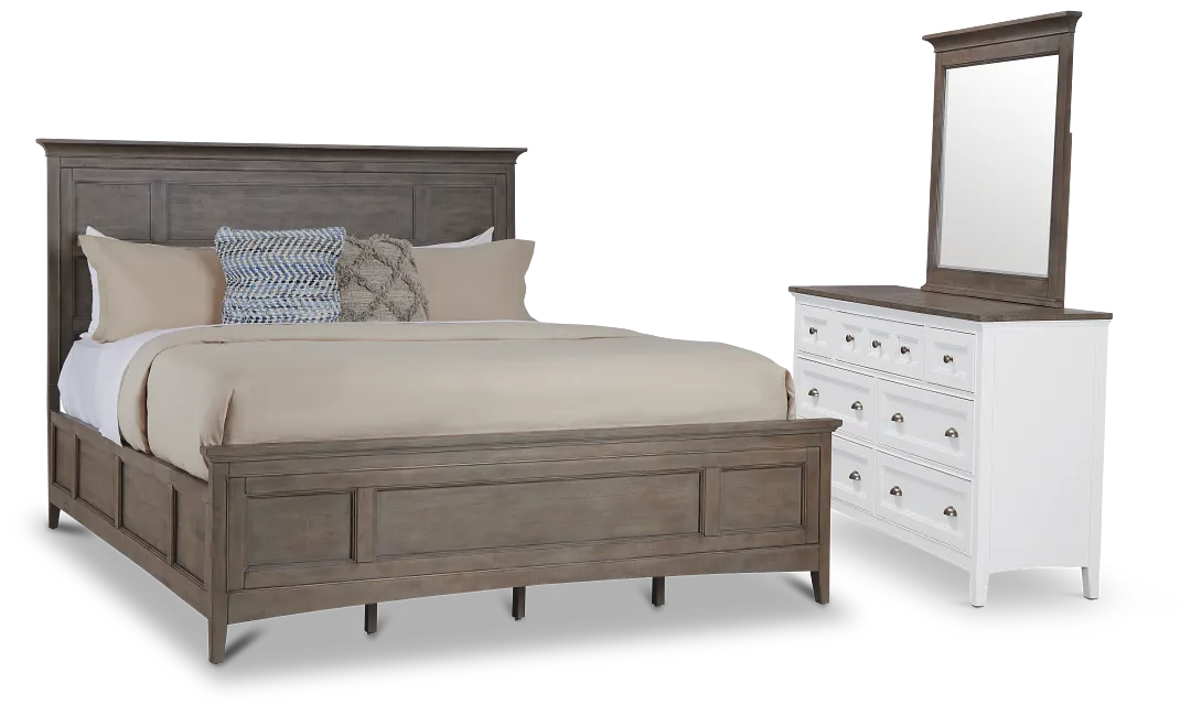 Heron Cove Light Tone Panel Bedroom With Two-tone Cases