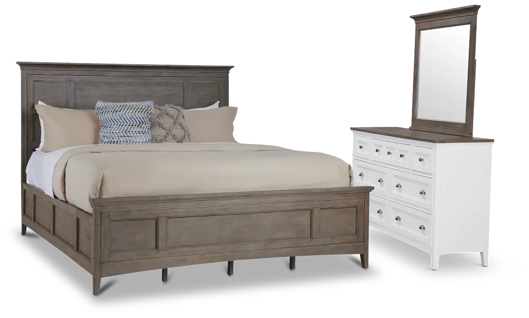 Heron Cove Light Tone Panel Bedroom With Two-tone Cases Heron Cove Light Tone Panel Bedroom With Two-tone Cases