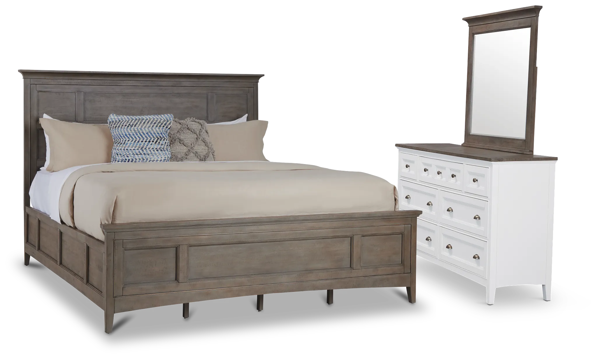 Heron Cove Light Tone Panel Bedroom With Two-tone Cases