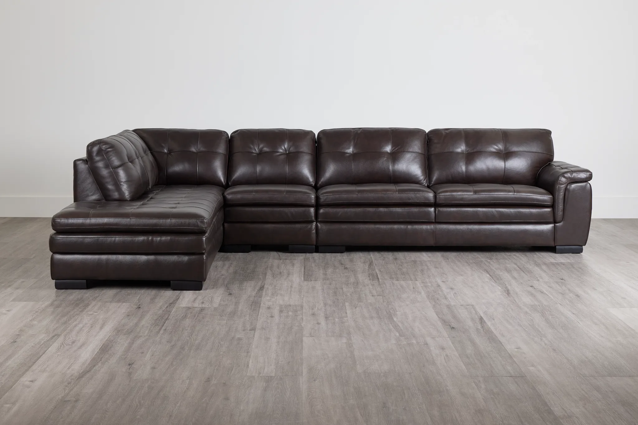 Braden Dark Brown Leather Medium Left Bumper Sectional