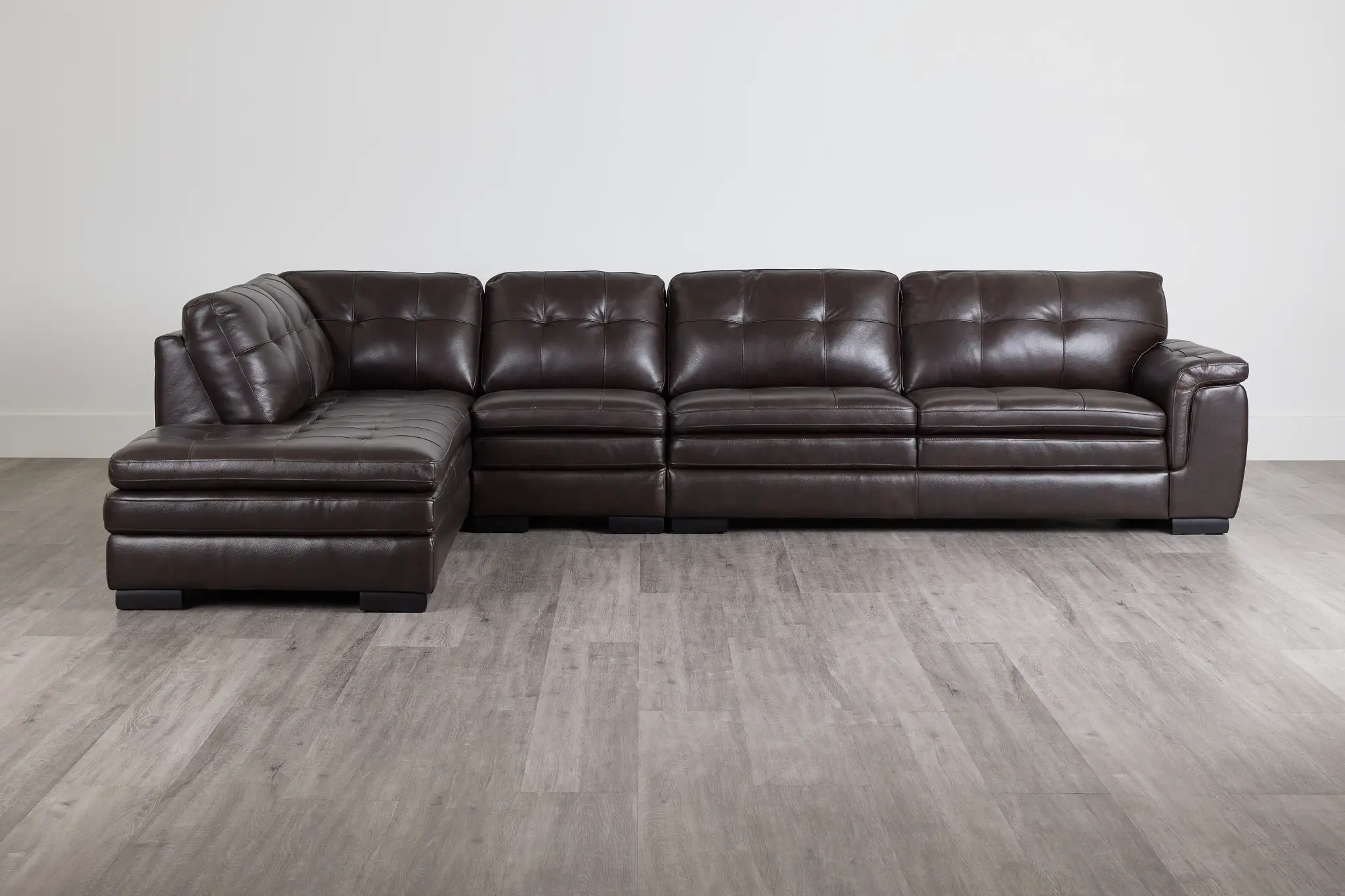 Braden Dark Brown Leather Medium Left Bumper Sectional Braden Dark Brown Leather Medium Left Bumper Sectional