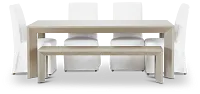 Destination Light Tone 84" Table, 4 Chairs & Bench