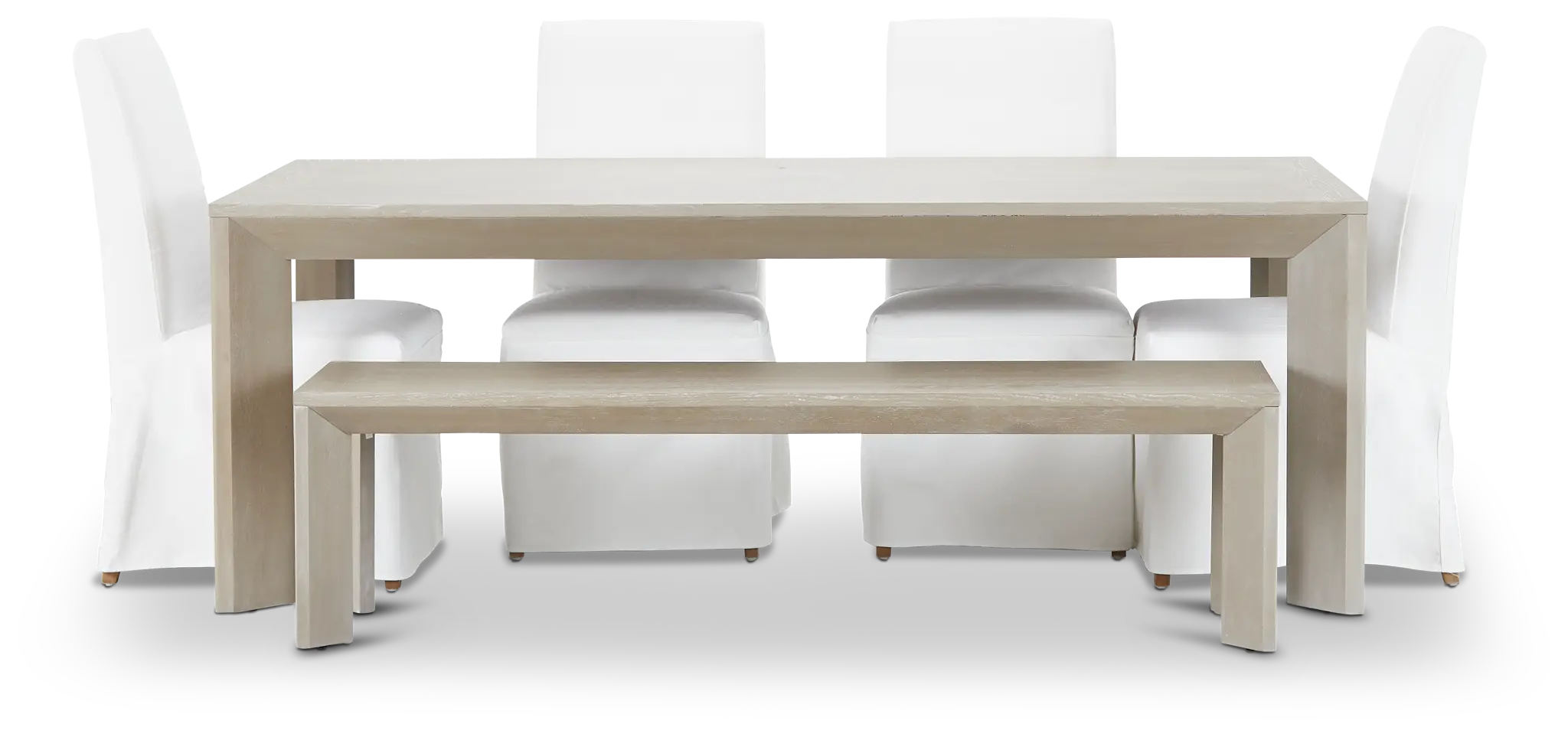 Destination Light Tone 84" Table, 4 Chairs & Bench Destination Light Tone 84" Table, 4 Chairs & Bench