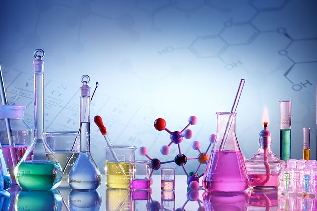 Image showing chemistry equipment on a bench, representing isotopic labeling services.