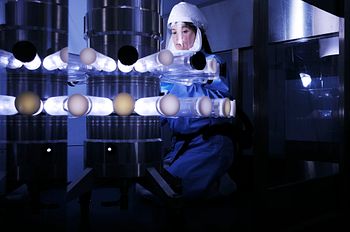 Technician in inhalation room.