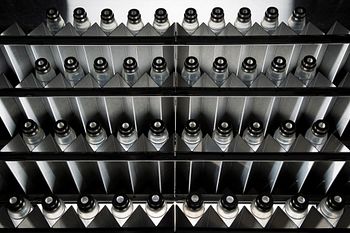 Rows of vaccine vials.