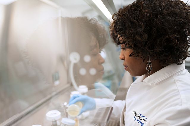 technician testing microbial samples