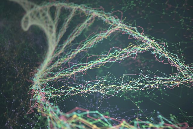 computer rendering of DNA strand