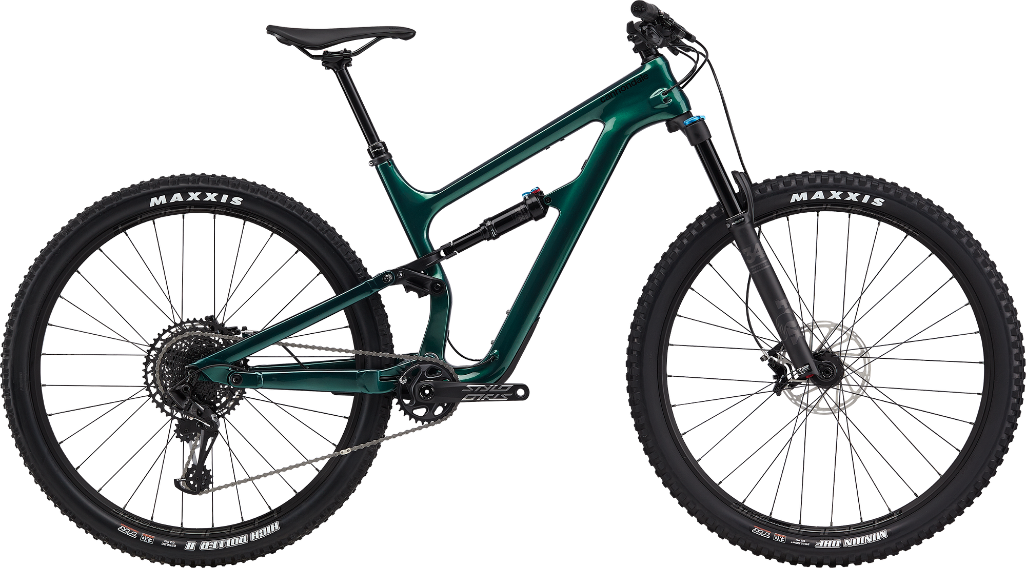 green full-suspension mountain bike