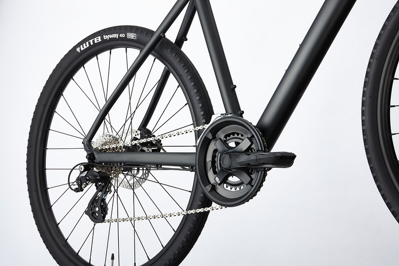 a bicycle with a black frame