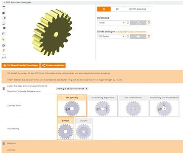 Configure gear CAD online