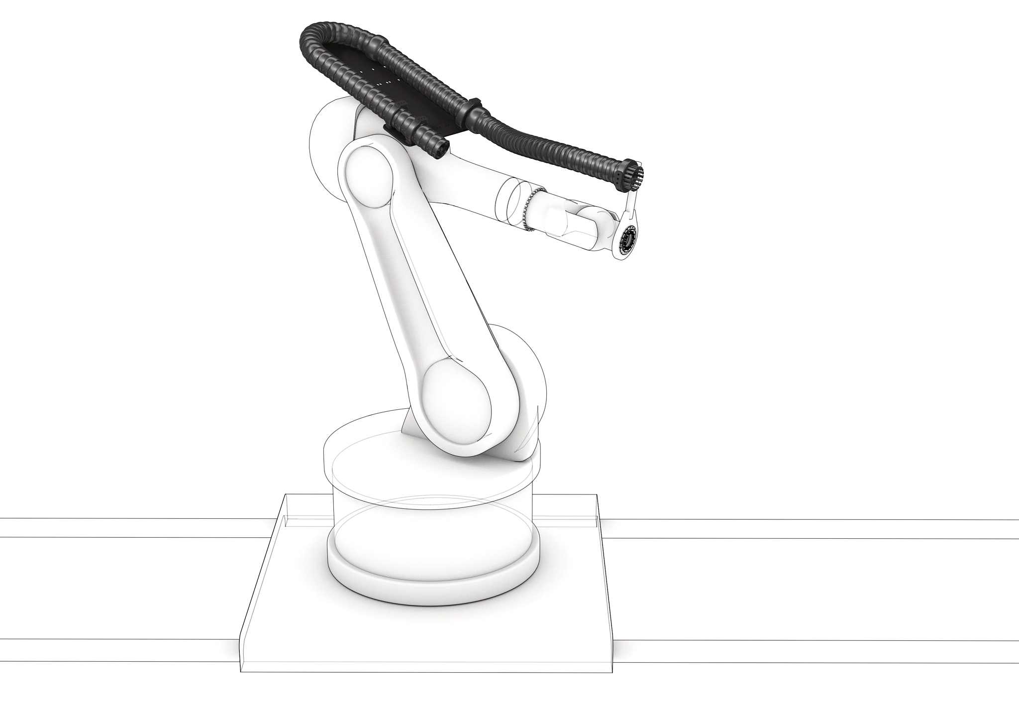 silueta robot con sistema de retracción y cadena portacables triflex