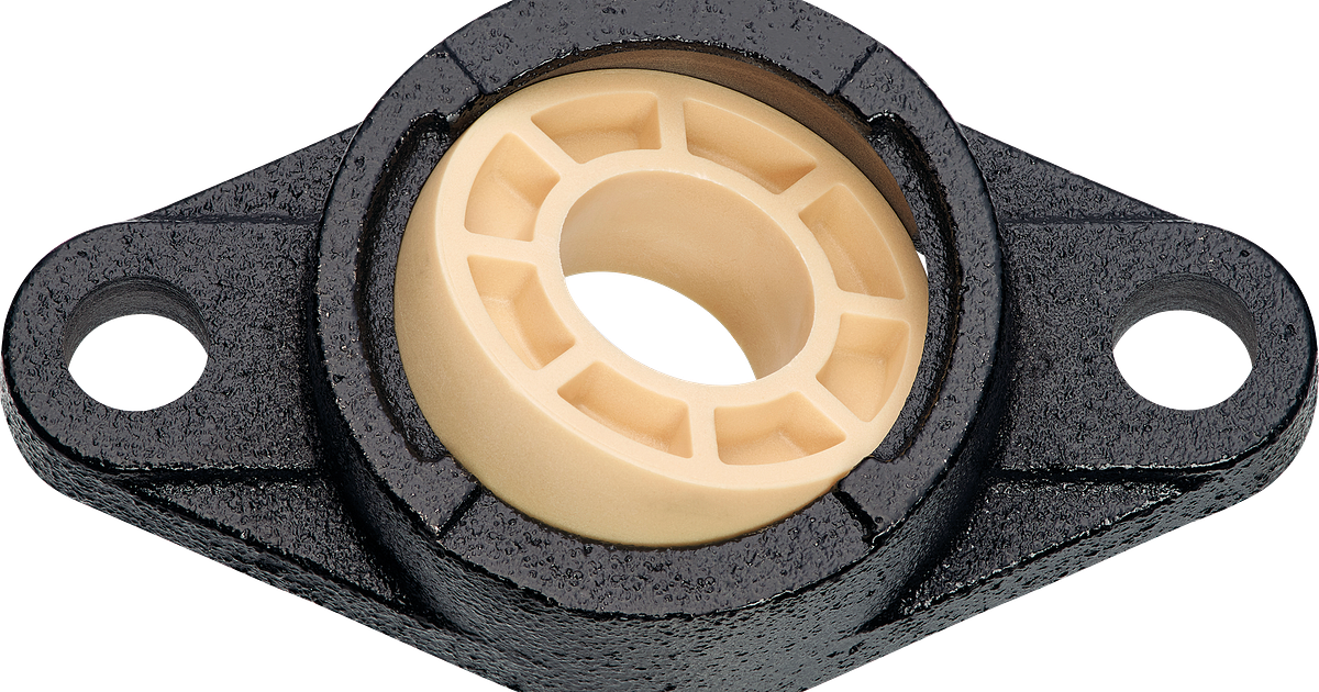 Fixed flange bearings with 2 mounting holes, cast iron housing UC