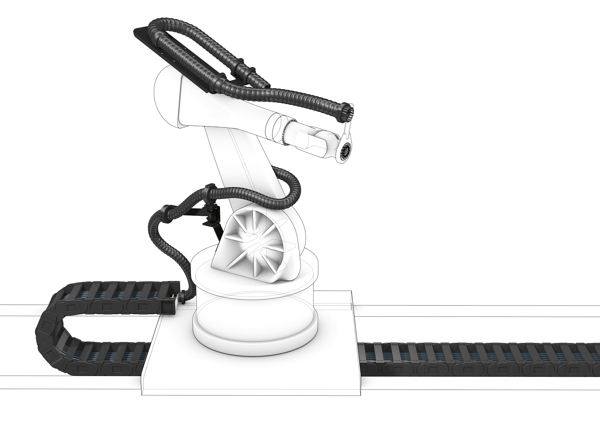 Robot 3 in 1 with RS, swivel arm and linear e-chain for axis 7
