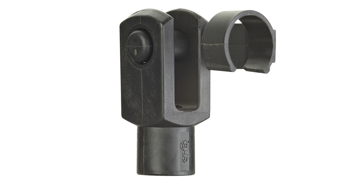 Clevis joint with spring-loaded fixing clip, GERMF / GELMF, igubal® | igus®