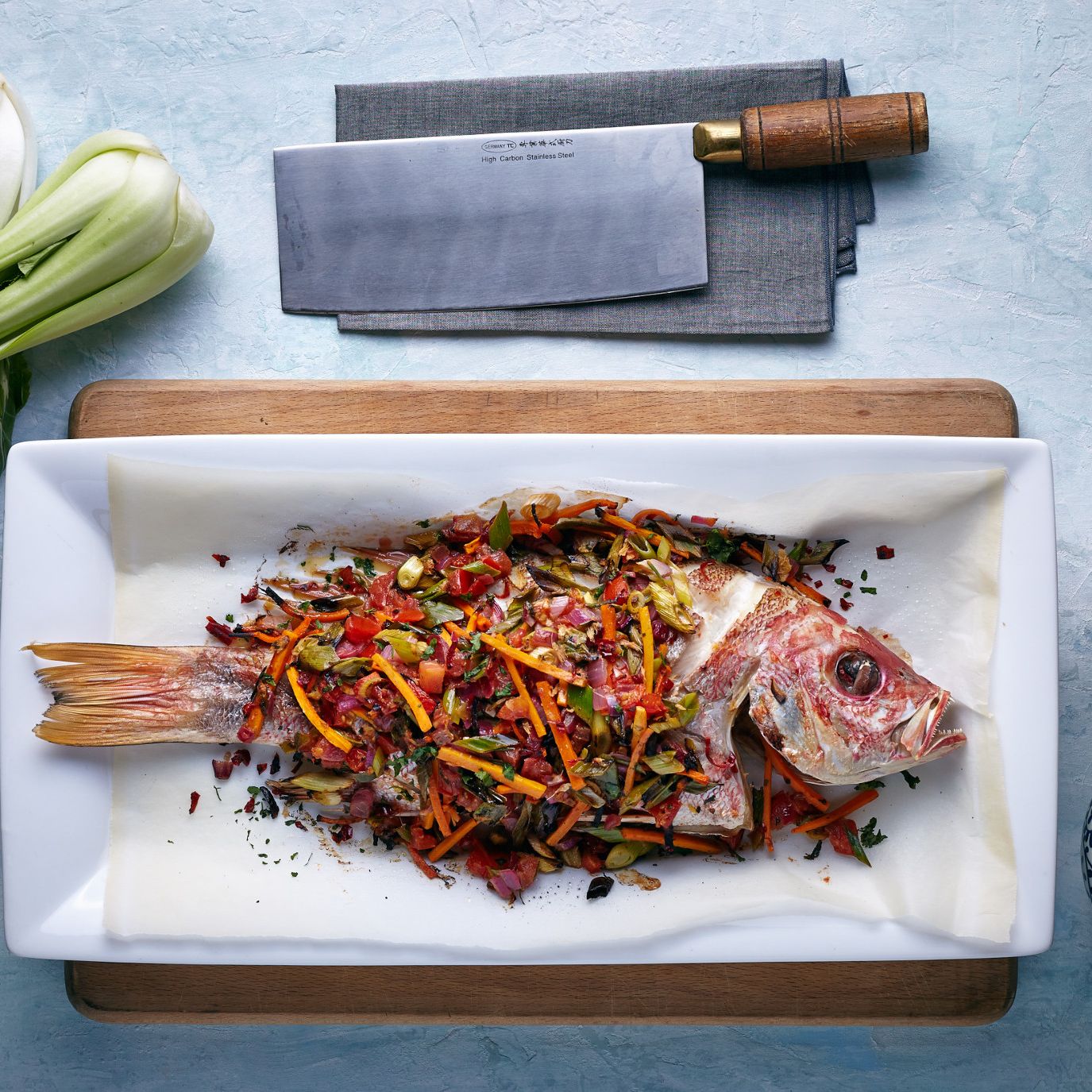 Oriental (Chinese) Whole Baked Snapper with Ginger and Chilli Gourmet