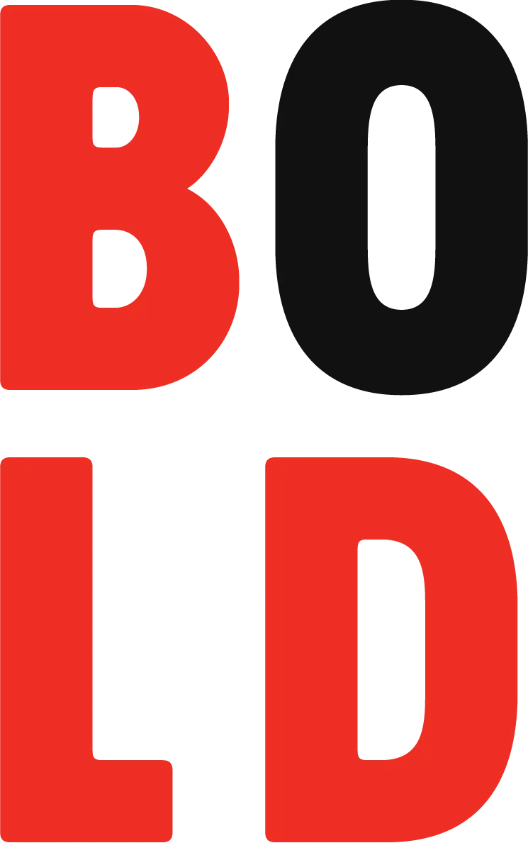 text-based graphic of the word BOLD in red and black text-based graphic of the word BOLD in red and black