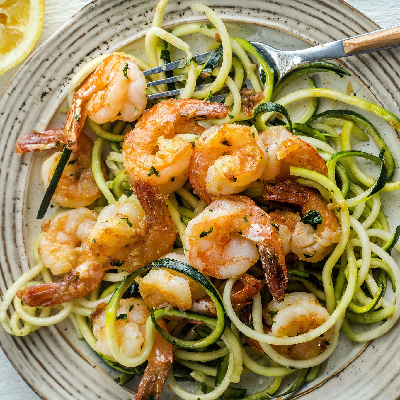 Roasted Garlic Shrimp Scampi With Zucchini Noodles Gourmet Garden