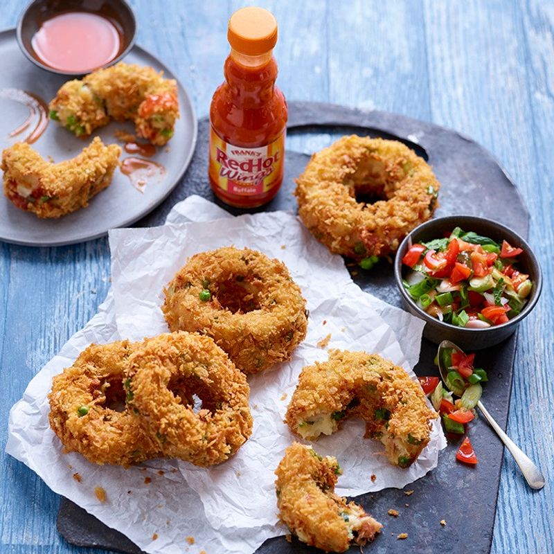 POTATO DOUGHNUTS WITH SPICY SALSA