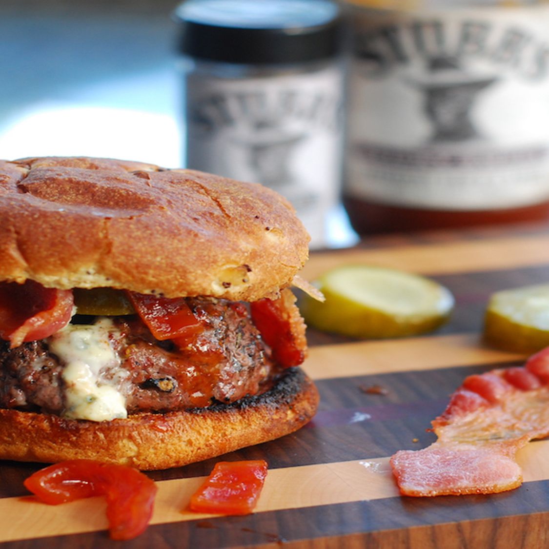 Bacon, Blue Cheese & BarBQ Bison Burger Stubb's BBQ