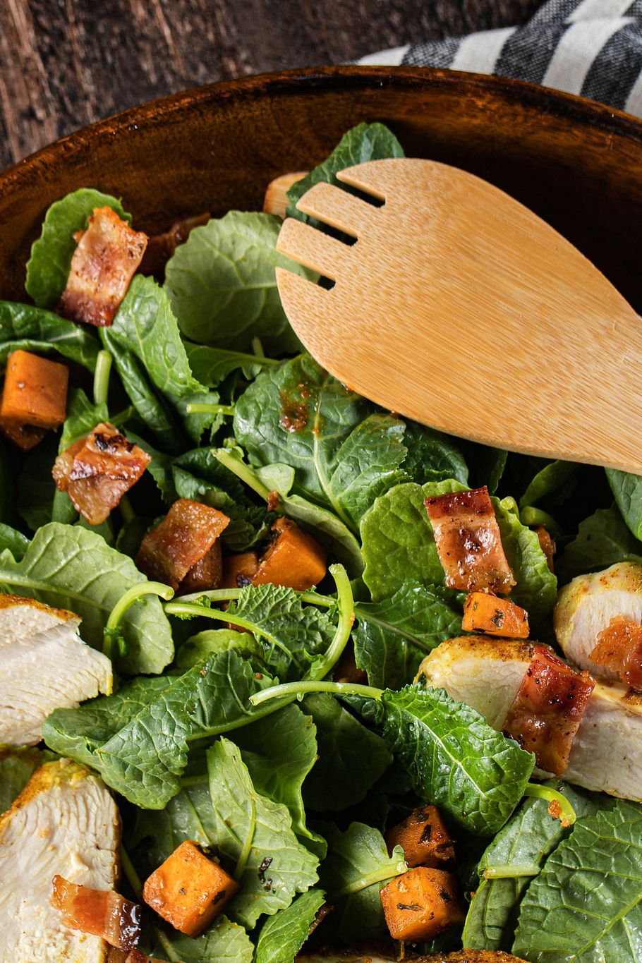 Roasted Sweet Potato Chicken Kale Salad With Cilantro Gourmet