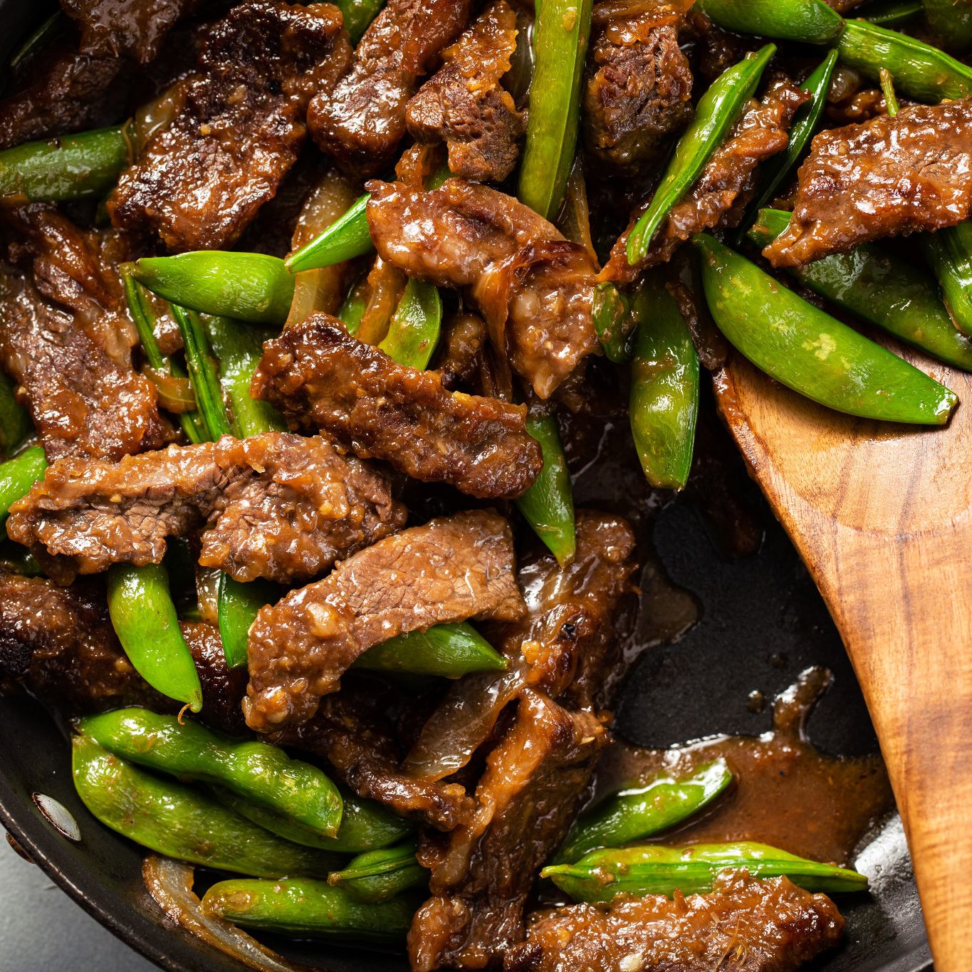 Steak and Sugar Snap Peas in Ginger Sauce Gourmet Garden