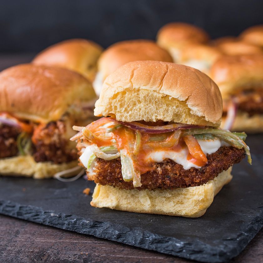 Chicken Parm Sliders With Celery Blue Cheese Slaw Recipe 