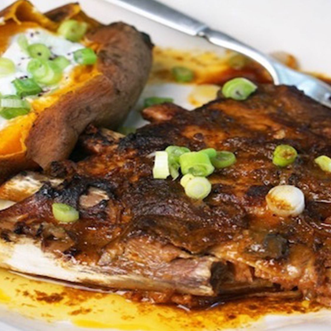 Slow Cooker BarBQ Pork Ribs with Sweet Potatoes Stubb's BBQ