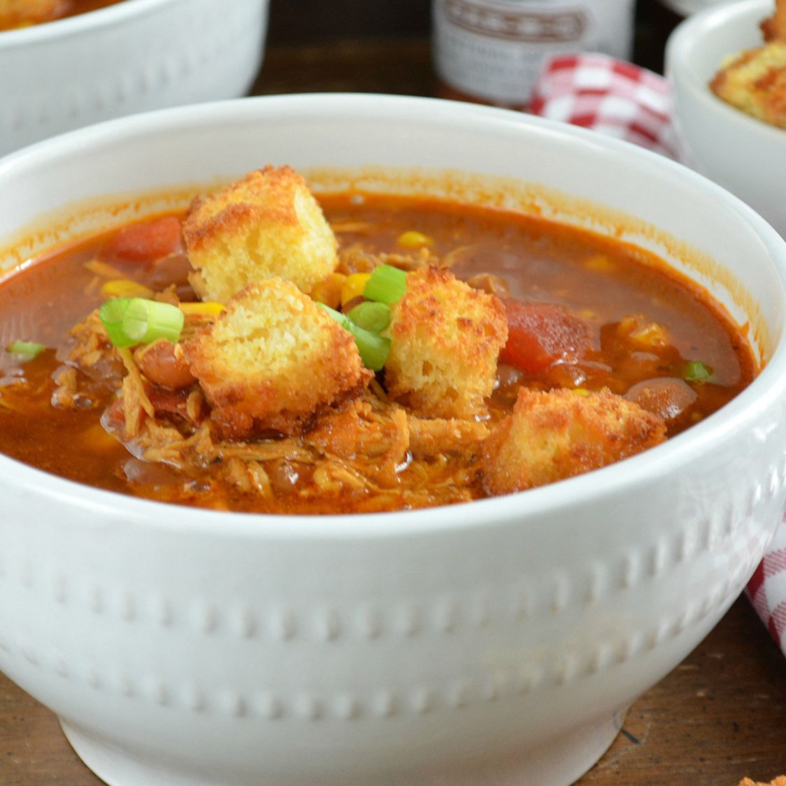 Bar B Q Chicken Soup With Cornbread Croutons Stubb S Bbq Last night i made the homemade potato soup. bar b q chicken soup with cornbread croutons