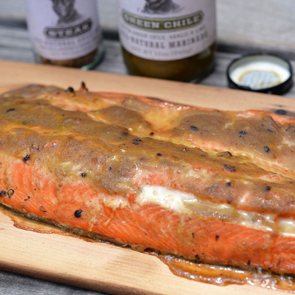 Stubb's Green Chile Cedar Plank Salmon Stubb's BBQ