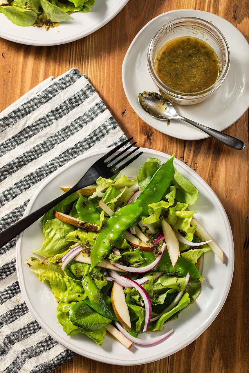 Asian Pear Snow Pea Salad With Cilantro Ginger Gourmet Garden