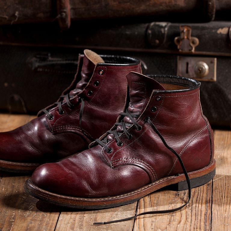 red wing burgundy boot cream