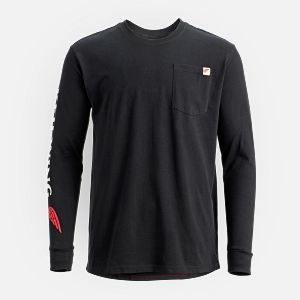 Long Sleeve Pocket T-Shirt with Sleeve Print Long Sleeve Pocket T-Shirt with Sleeve Print