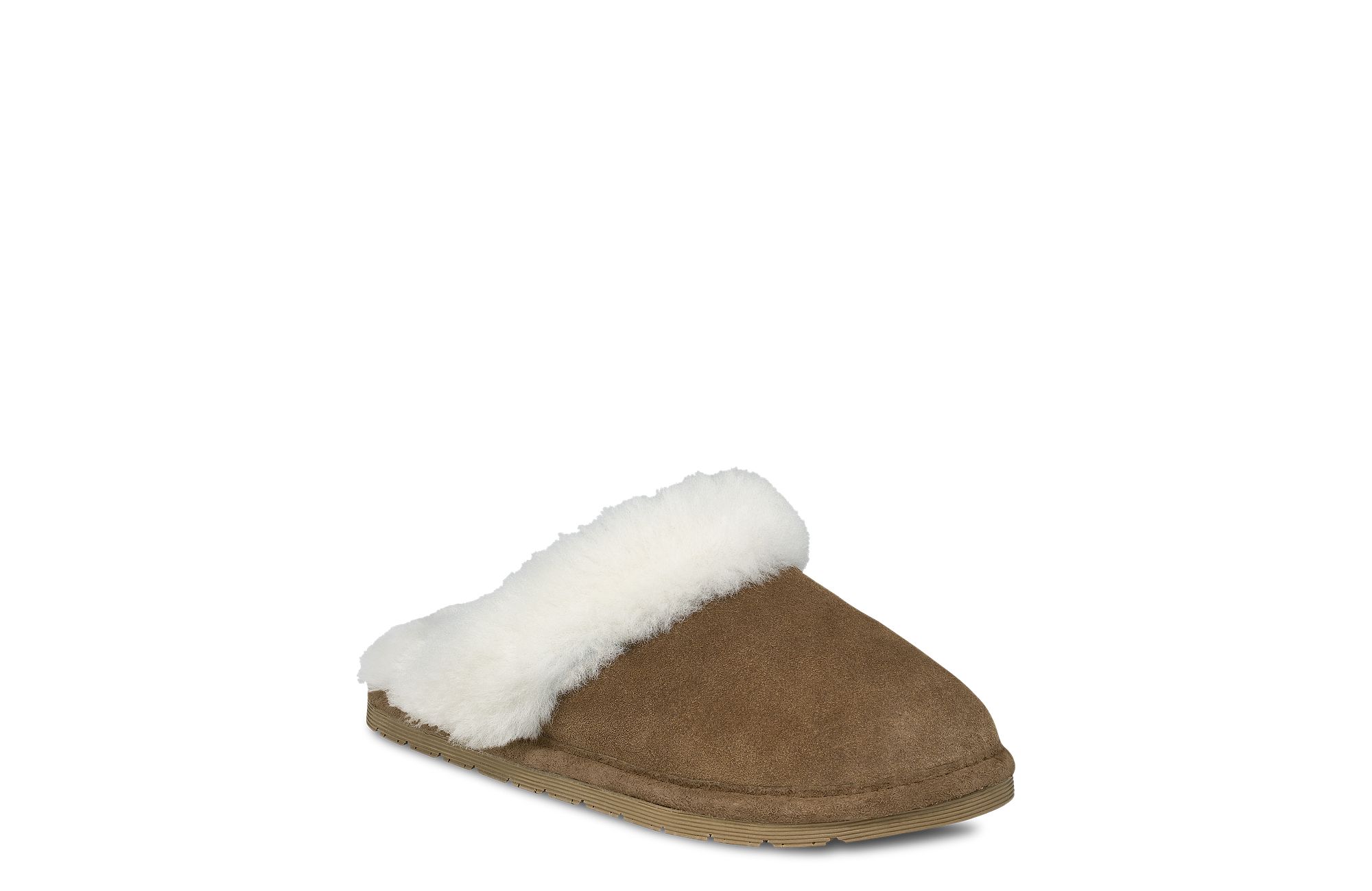 Fleece-Lined Suede Scuff Slippers image number 0