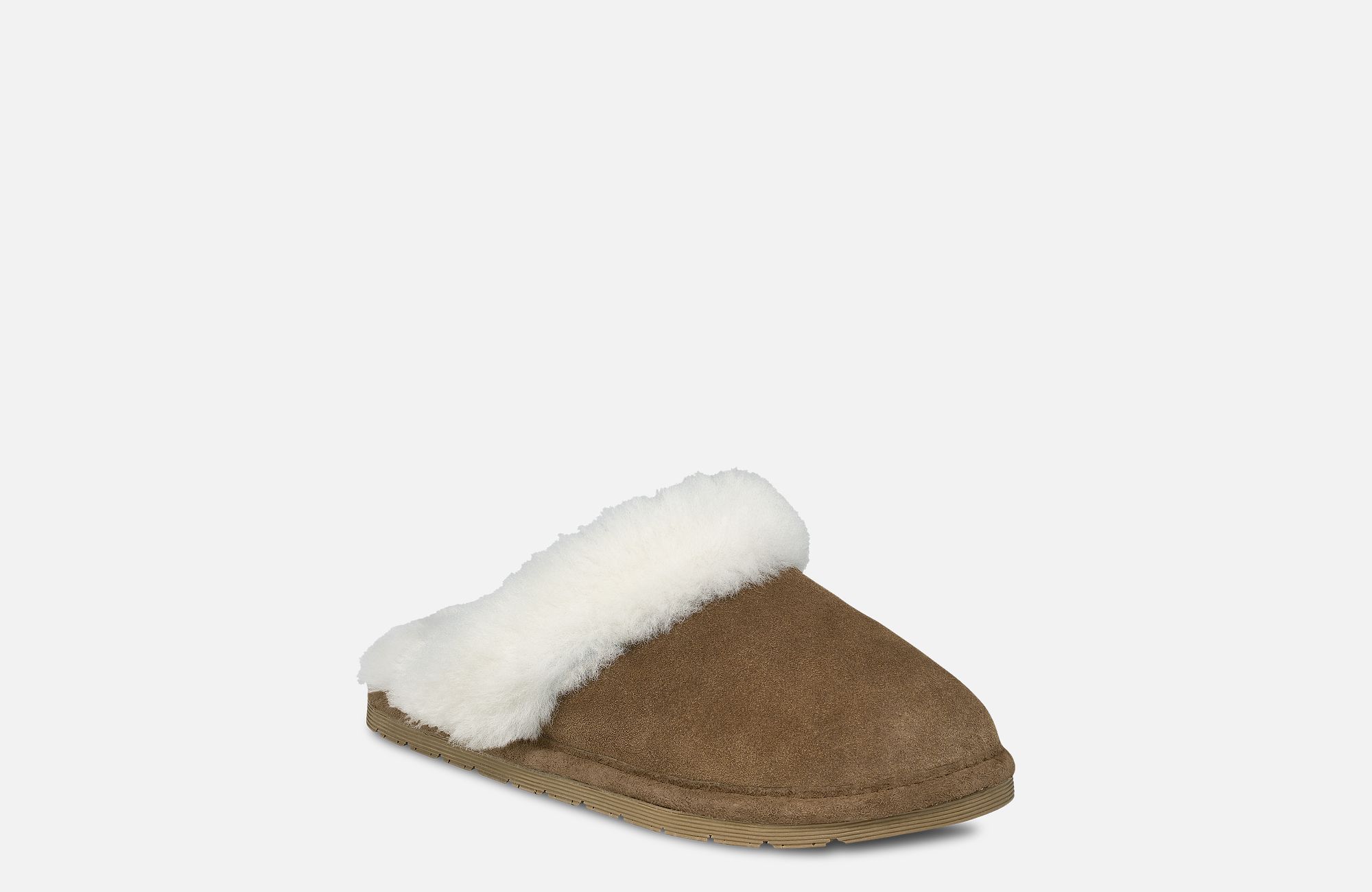 Fleece-Lined Suede Scuff Slippers image number 0