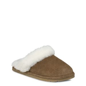 Fleece-Lined Suede Scuff Slippers