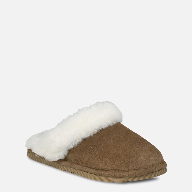 Fleece-Lined Suede Scuff Slippers - view 1