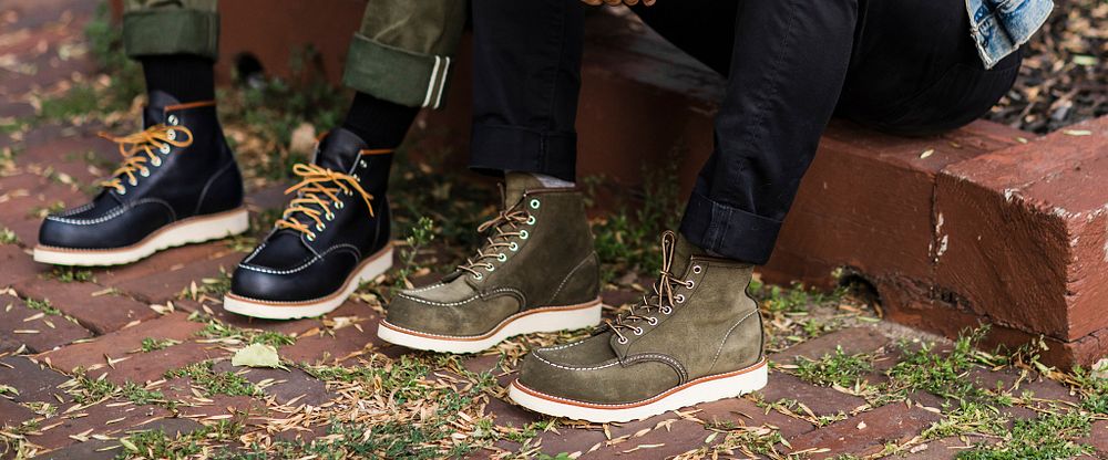 red wing moc toe on feet