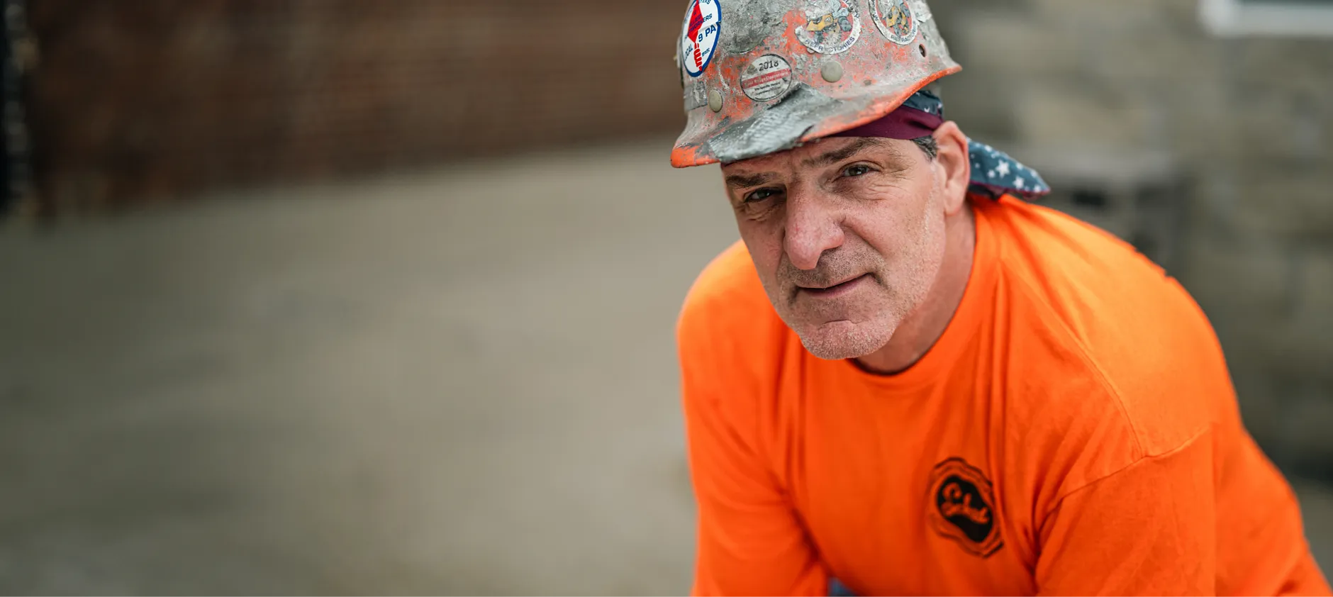 Closeup picture of Nick Petito in a hardhat