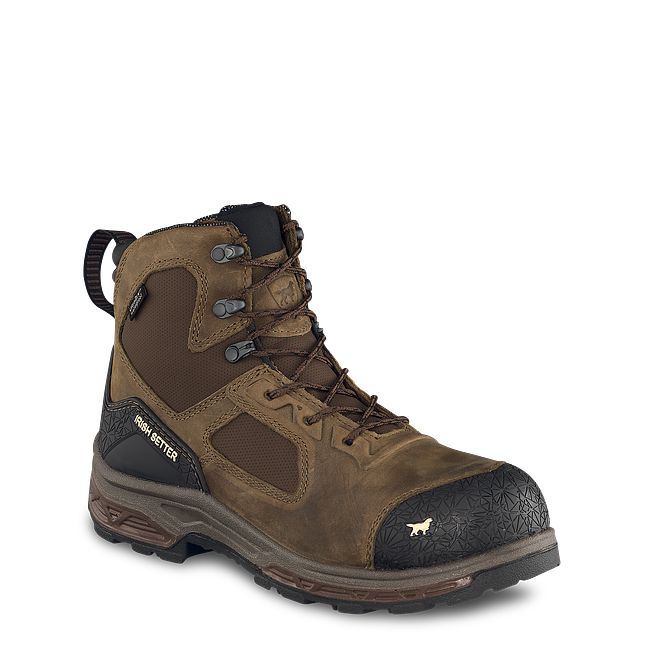 Irish Setter Men's Kasota Waterproof 6 inch Side Zip Safety Toe Work Boots, 9D, Brown