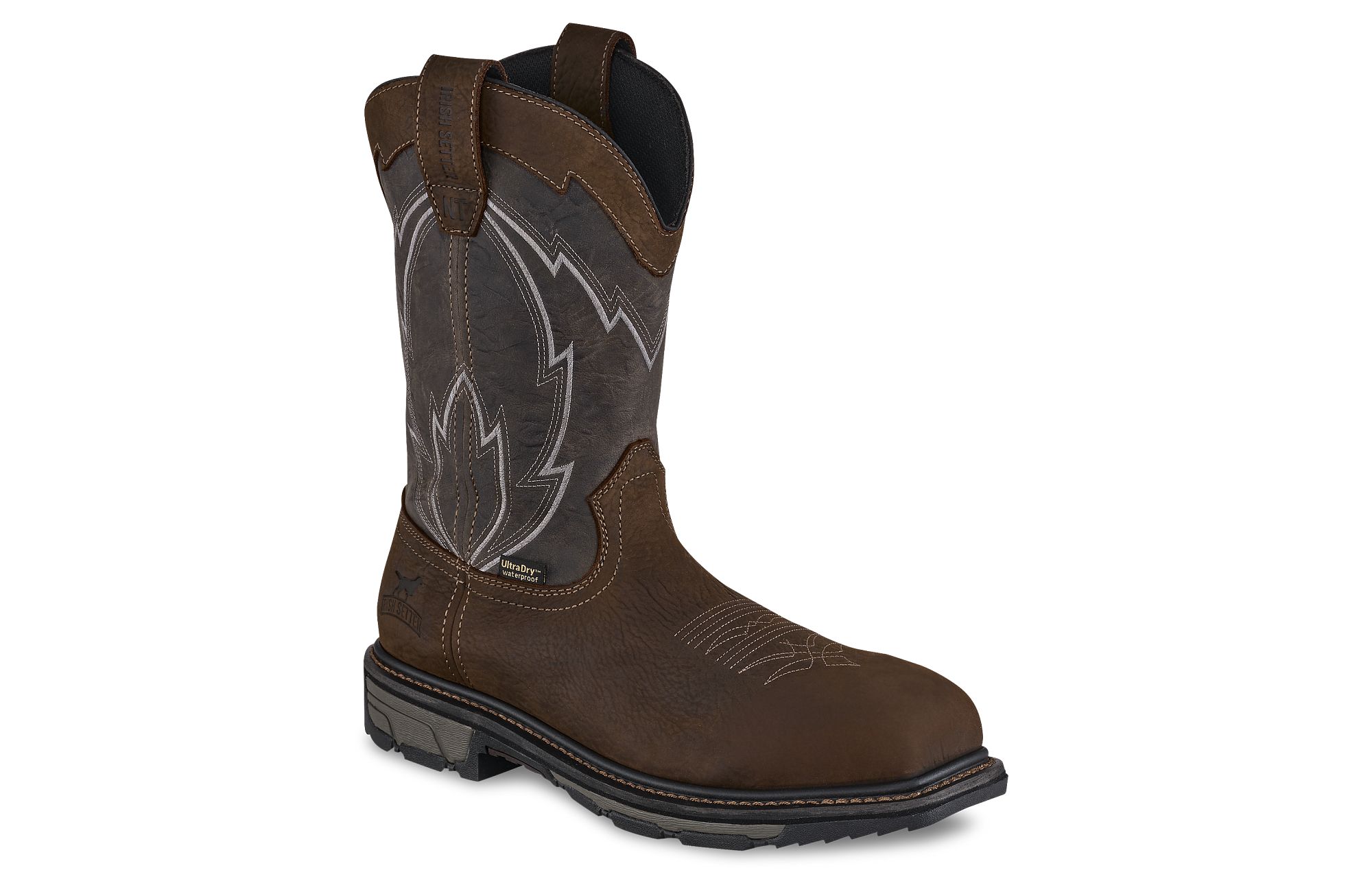 Marshall image number 1 Brown Men's 11-inch Waterproof Leather Safety Toe Pull-On Boot