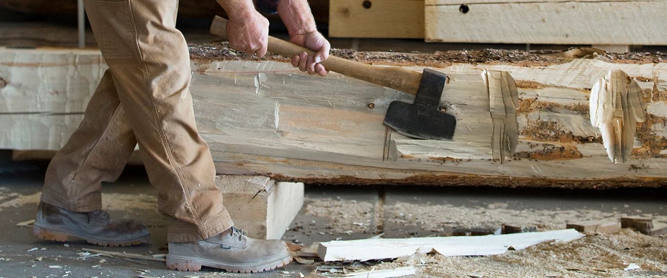 Martin St.-Jacques chopping wood