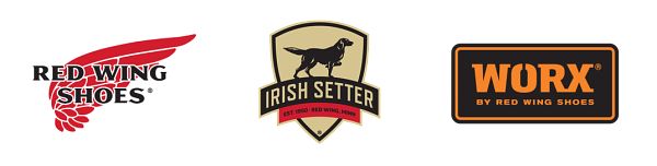 Logos for Red Wing, Irish Setter, and WORX