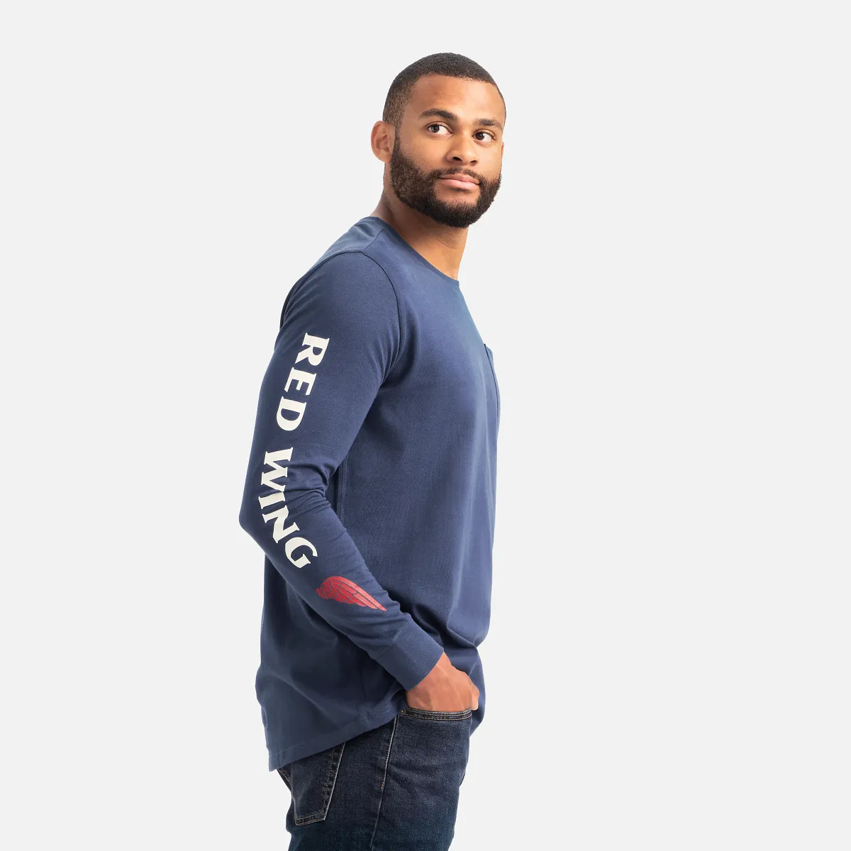 Long Sleeve Pocket T-Shirt with Sleeve Print - view 3