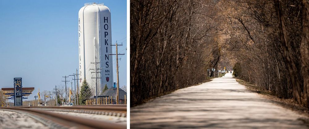 Hopkins water tower and bike trail