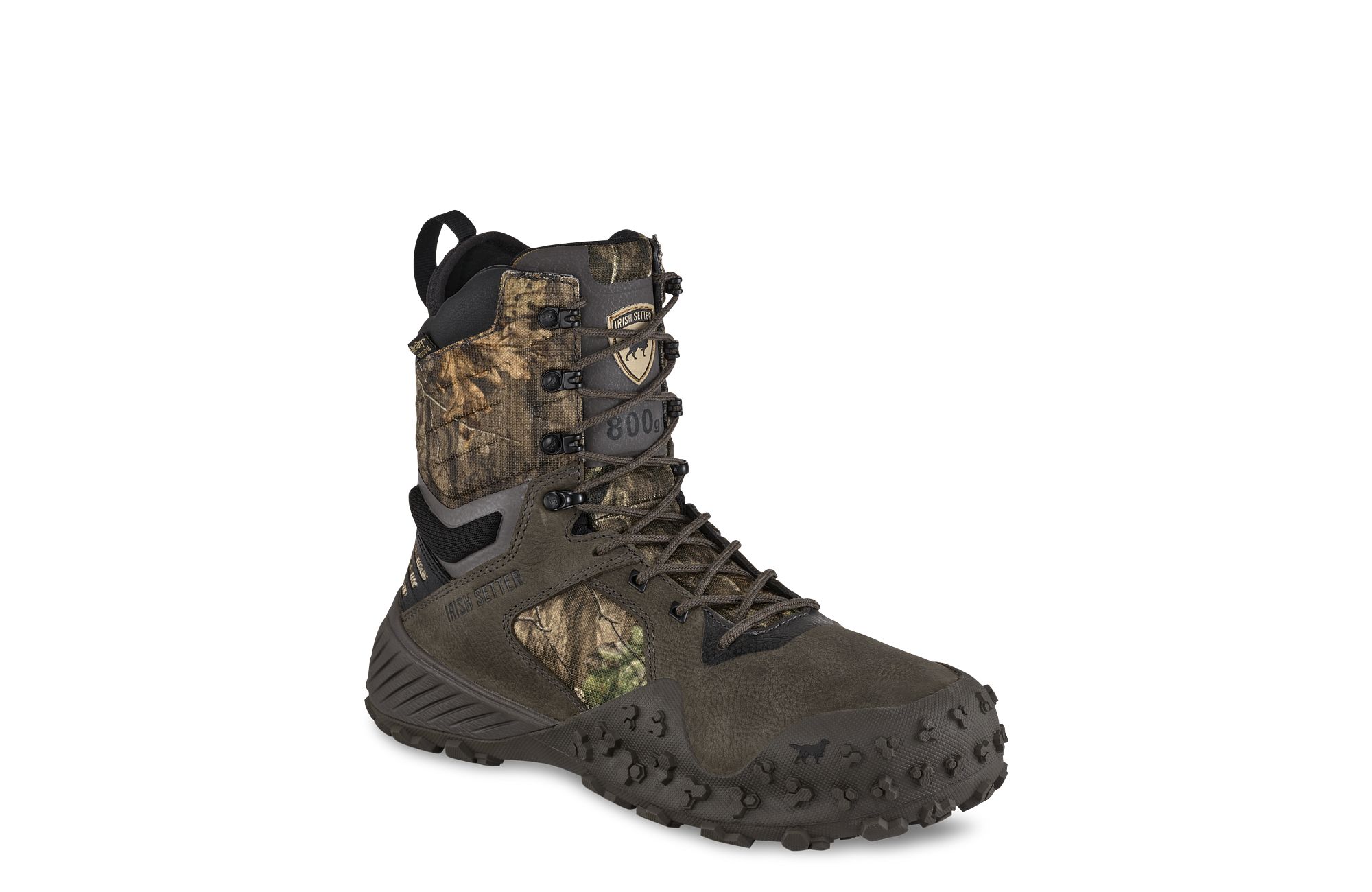 VaprTrek™ image number 1 Gray Men's 8-inch Waterproof Leather Insulated Mossy Oak® Camo Boot