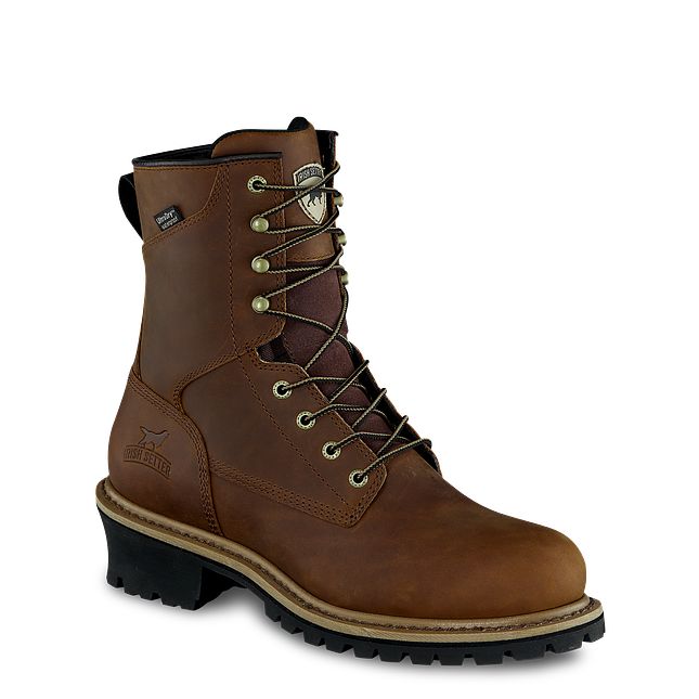 Leather cheap logger boots